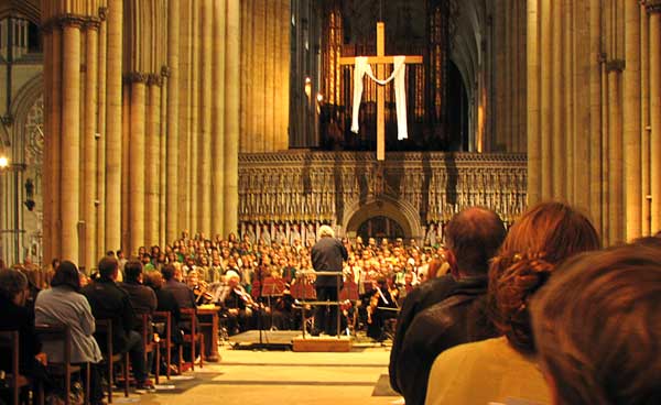 The packed nave at York Minster