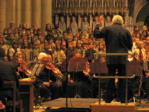 In full swing… the children go down to Romany Wood