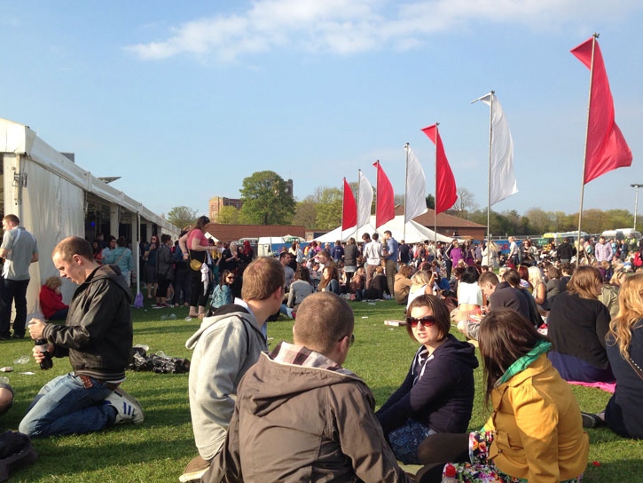 YO1 Festival - happy music-seakers enjoy the late afternoon sun on the Knavesmire