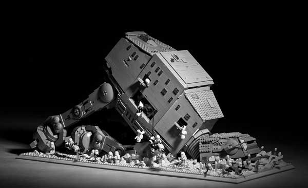 Work of art: a crashed Star Wars all terrain vehicle, built by Sam Pearce assisted by Sarah King. Photograph: Sam Whitton