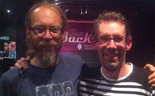 Stu (right) with American country blues musician Charlie Parr