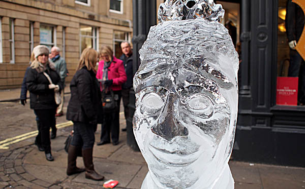 Great dame - Berwick Kaler guards the entrance to Stonegate Berwick Kaler