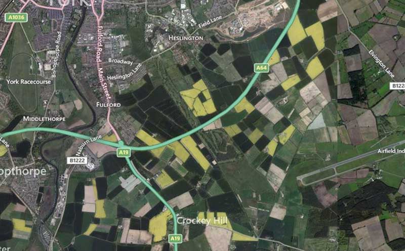 Aerial view of south York including the Whinthorpe site