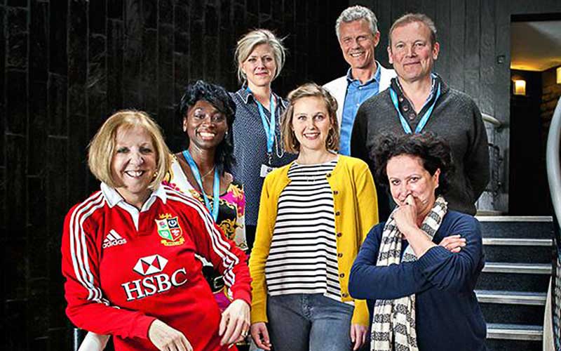 The cast of Blithe Spirit at York Theatre Royal. Photograph: Anthony Robling