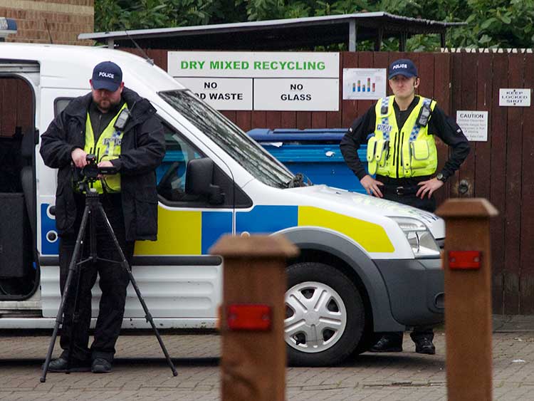 Police investigating Claudia's disappearance in Heworth Place near her home, March 2015. Photograph: Richard McDougall