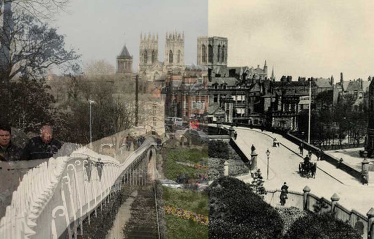 A familiar shot from now and then, looking down Lendal Bridge