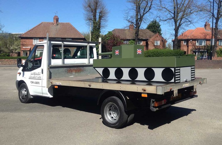 Travelling in style… no hearse, but a Laverack Joinery flat bed transit
