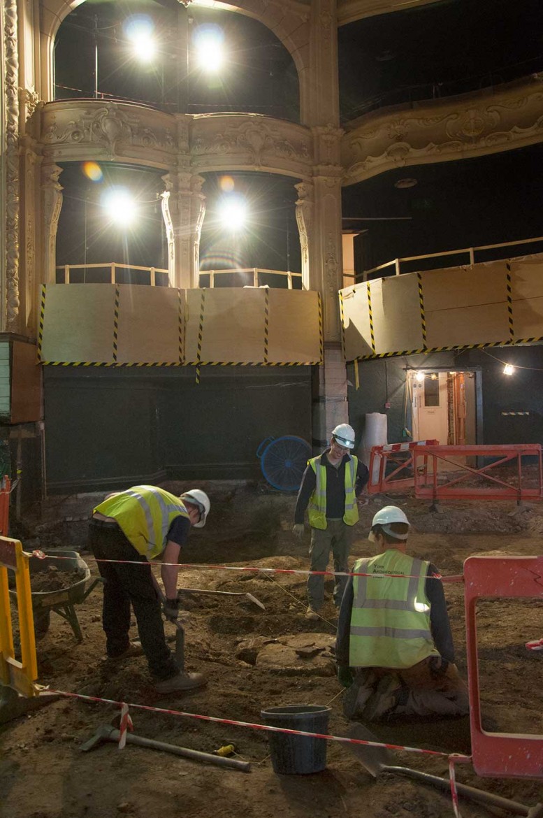 Empty boxes are witness to the history being uncovered in an area below where the stalls used to be