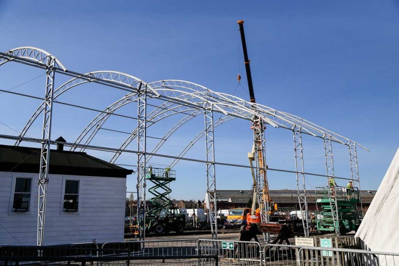 The scene at the NRM last month as the new Signal Box Theatre starts to take shape. Photograph: NRM