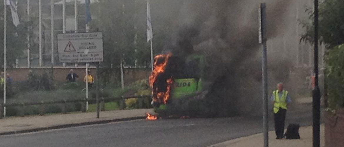 A bus caught fire in York, city captured the drama via video and pix