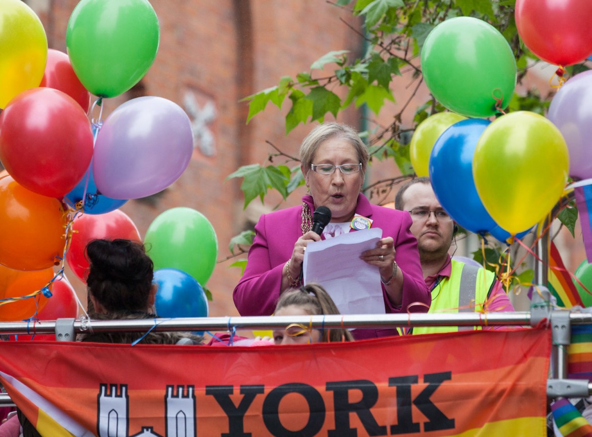 Lord Mayor of York, Cllr Sonja Crisp, addresses the crowd. Photograph © Duncan Lomax / Ravage Productions