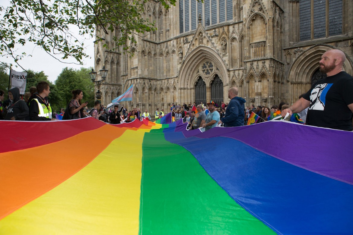 The rainbow leads to the front door of York Minster. Photograph © Duncan Lomax / Ravage Productions