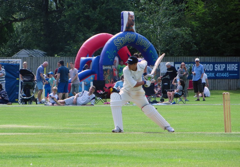 Chris Bisson at the crease. He retired after scoring 30 unbeaten