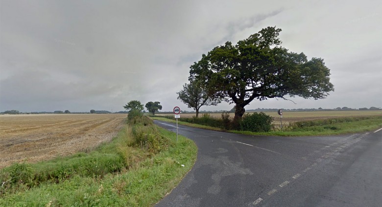 Newlands Lane, Hessay, at the junction with the A59. The motorbike used in the raid was found here. Photograph © Google Street View