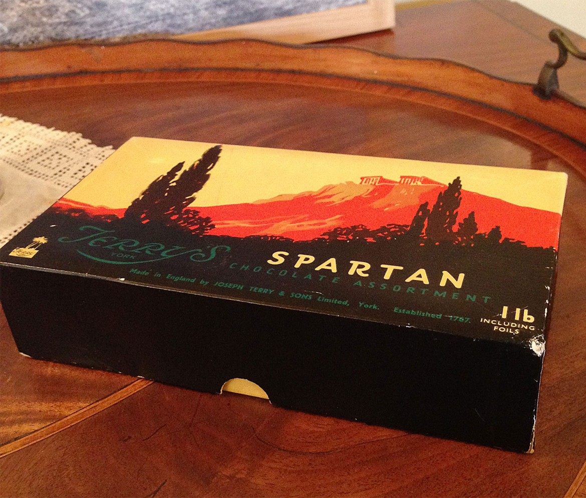 Spartan was all hard centres. The box features a typical art deco style image