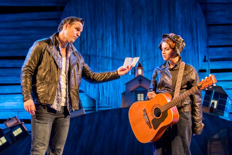 Feisty mechanic Natalie (Laura Tebbutt) meets leather-jacketed jailbird Chad (Ben Lewis)