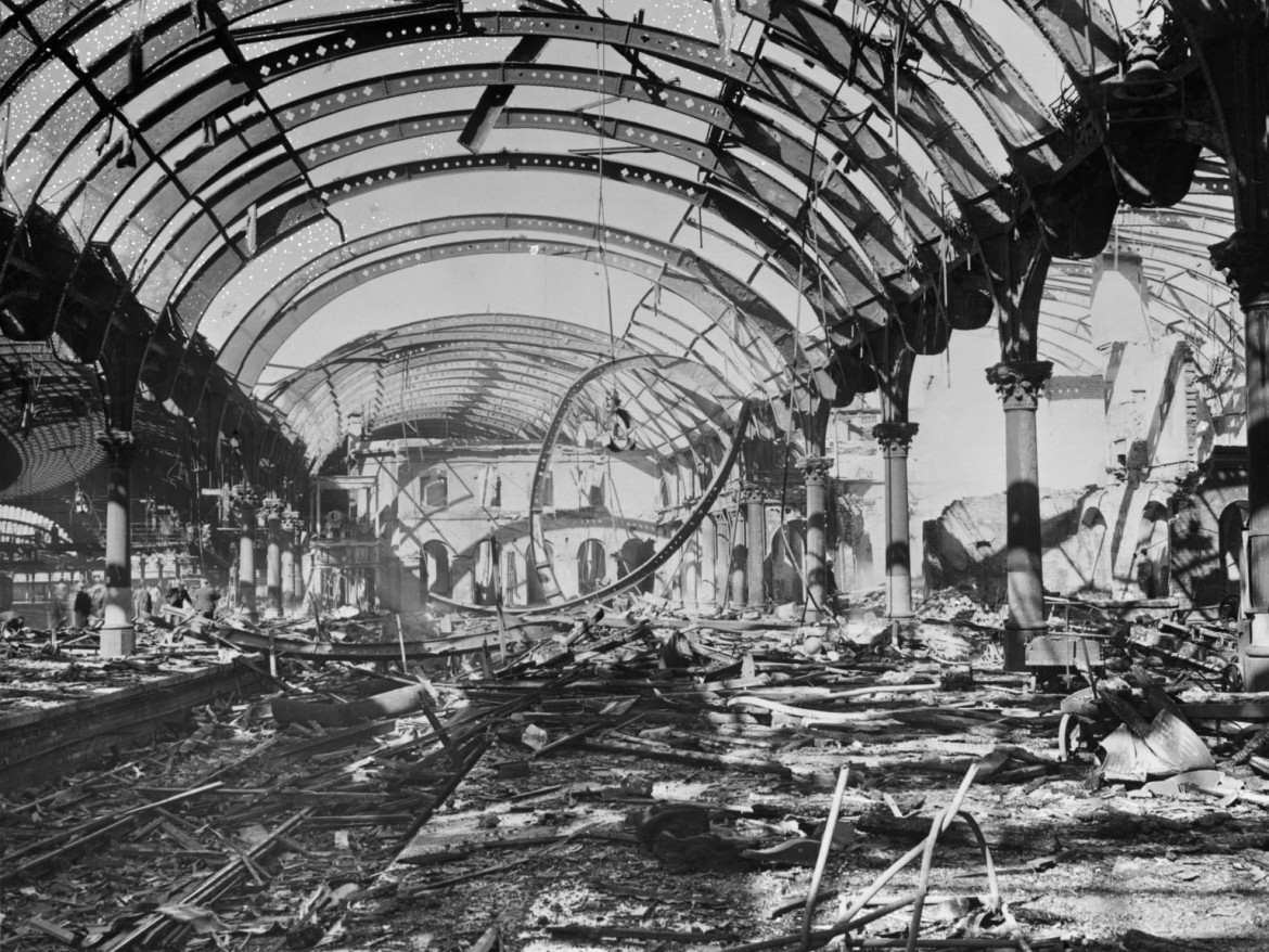 Platforms 2 and 3 at York station are all but destroyed by an air raid on April 29th 1942