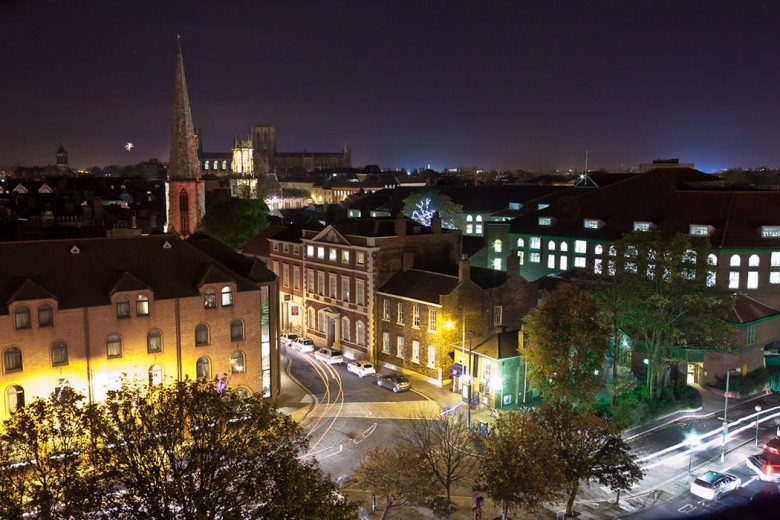Fairfax House taken from Clifford's Tower at night. Photograph © Allan Harris on Flickr