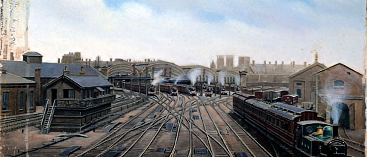 This is way back to 1910, with a series of locomotives ready to depart