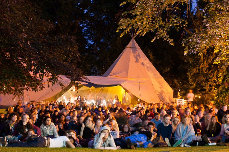 One of PapaKåta's tipis in use at the Orillo open air cinema in Museum Gardens. Photograph: PapaKåta