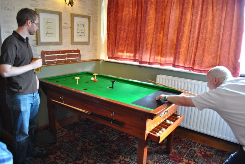 An action shot in a game at the Waggon & Horses