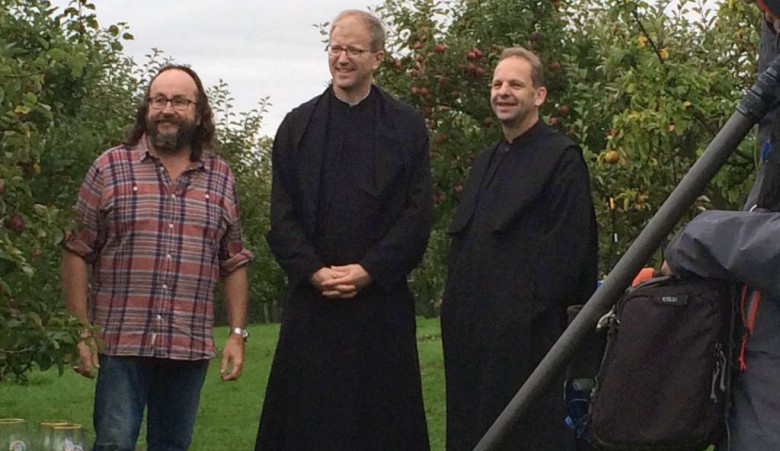 Dave filming an episode at Ampleforth Abbey. Photograph © Ampleforth Abbey on Twitter