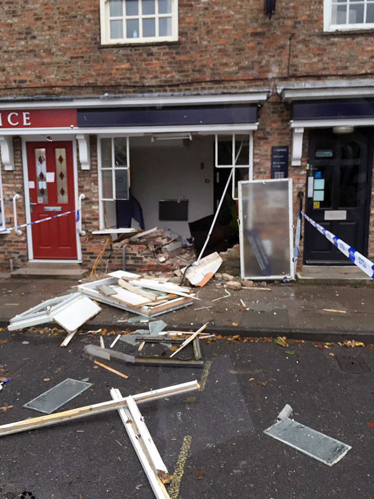 Scene of devastation: the remains of the Nat West Bank in Heslington. Photograph: PC Kirven, North Yorkshire Police