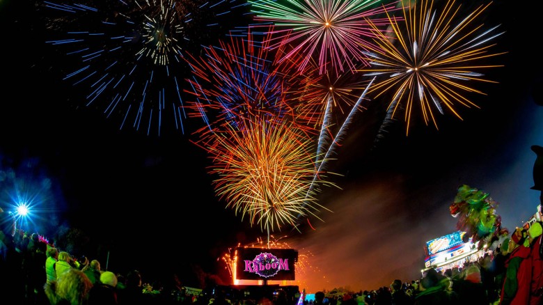 Big screen entertainment is added to the fireworks at Kaboom. Photograph: Bailey Cooper