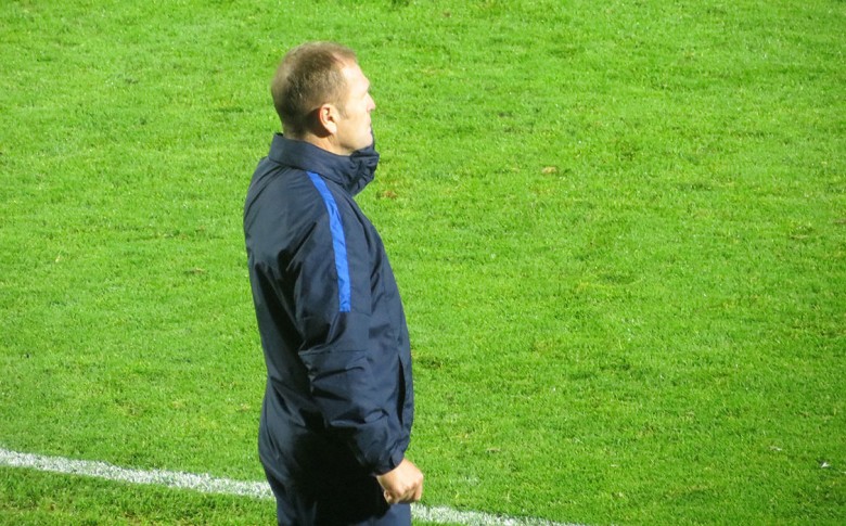 Wilcox cuts a forlorn figure at his penultimate City game against Dagenham & Redbridge. Photograph: YorkMix