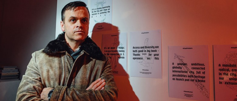 Recreating the twitterstorm – Greg McGee. Photograph: Ben Bentley