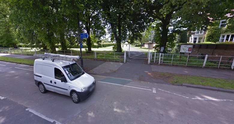 The entrance to Little Hob Moor cycle path off Tadcaster Road. Photograph © Google Street View