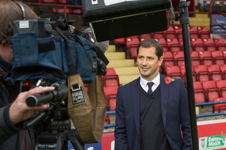 Meeting the media at Bootham Crescent