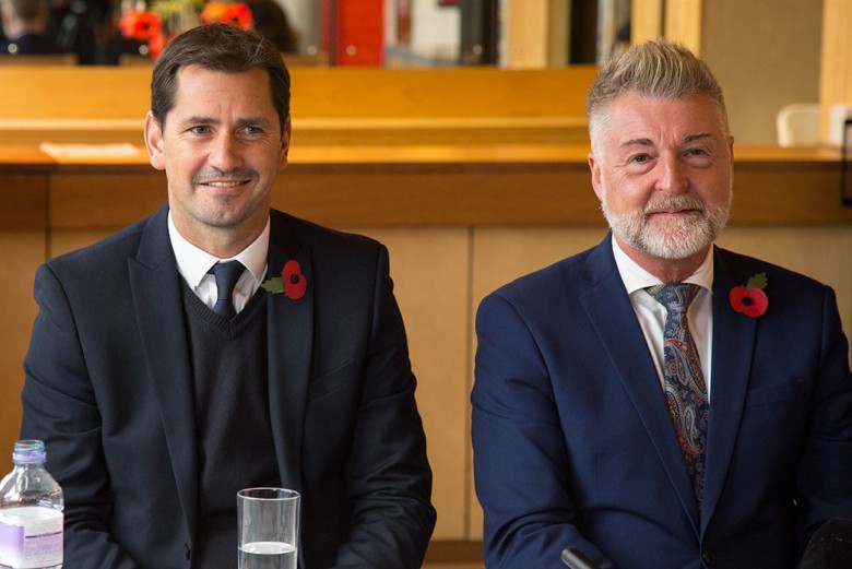 The new boss with club chairman Jason McGill