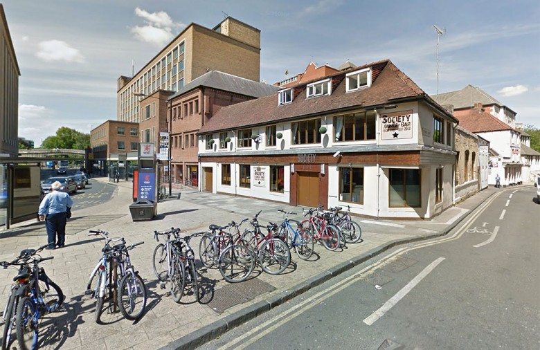 The attack happened outside the Society bar on Rougier Street. Photograph © Google Street View