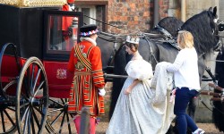 Pictures: Doctor Who star Jenna Coleman films royal drama in shadow of York Minster