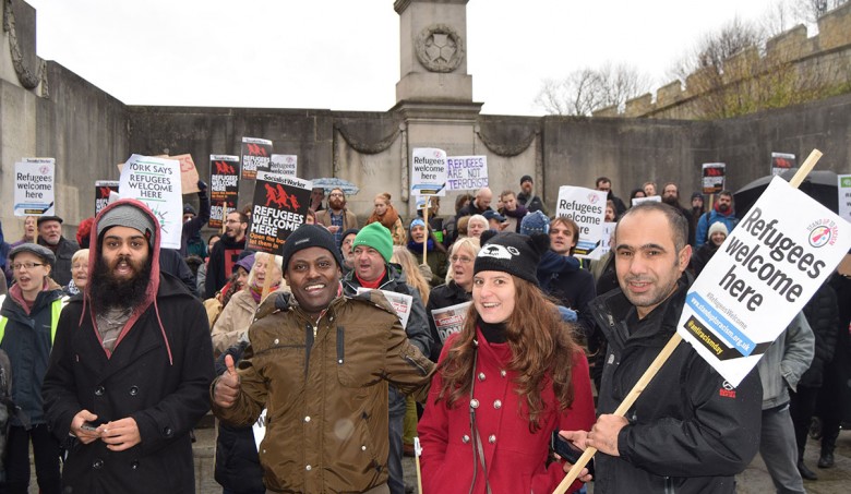 The counter demonstration, calling on York to welcome refugees