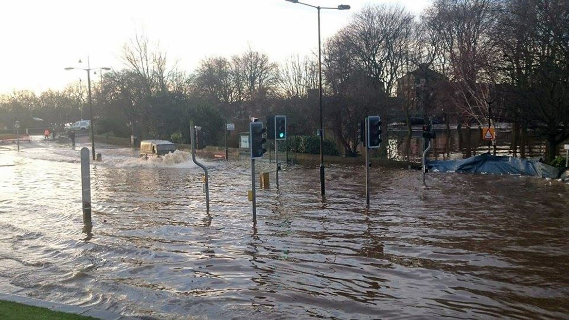 Floodwaters on Tower Street. Photograph: Nico Chendi