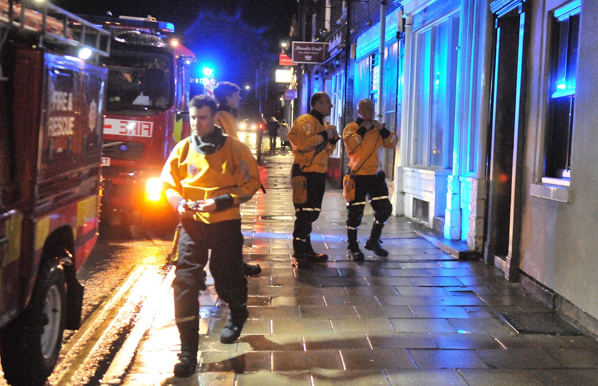 The North Yorkshire Fire Service helping in the city centre. Photograph: Nigel Holland