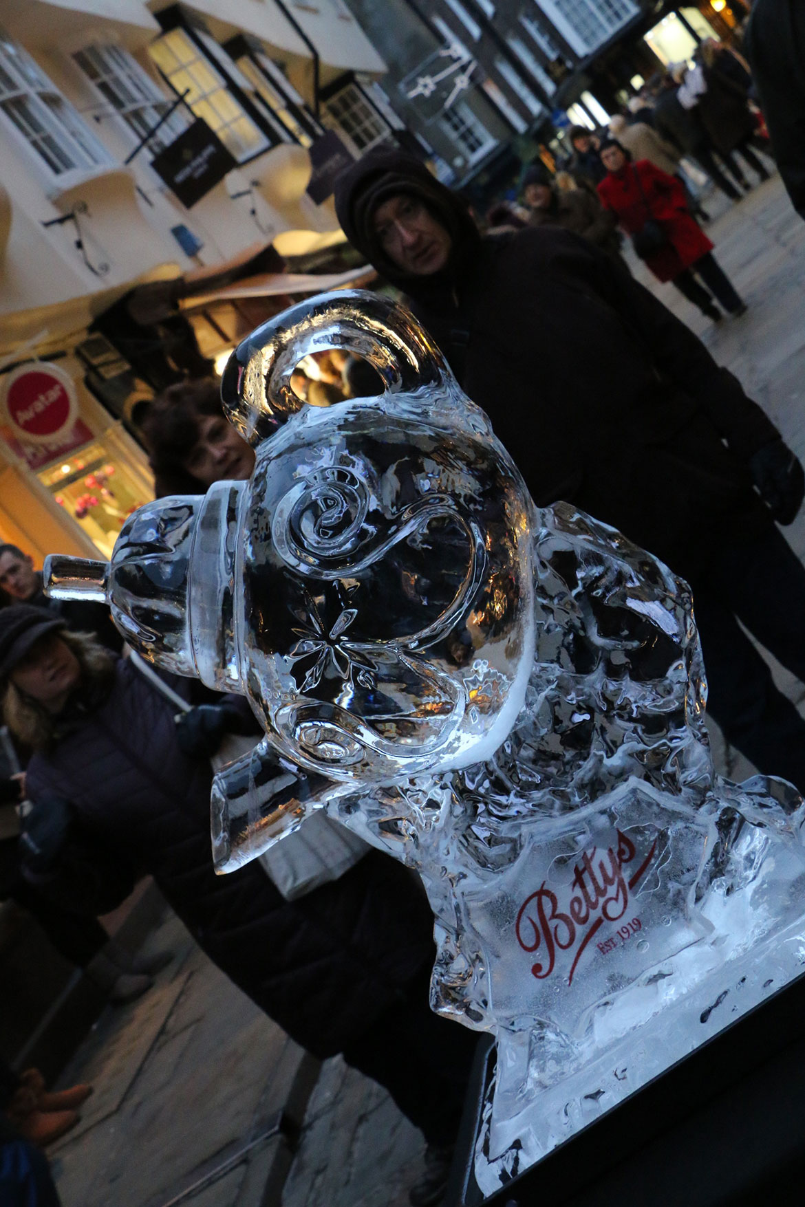 A teapot on Stonegate, from Bettys