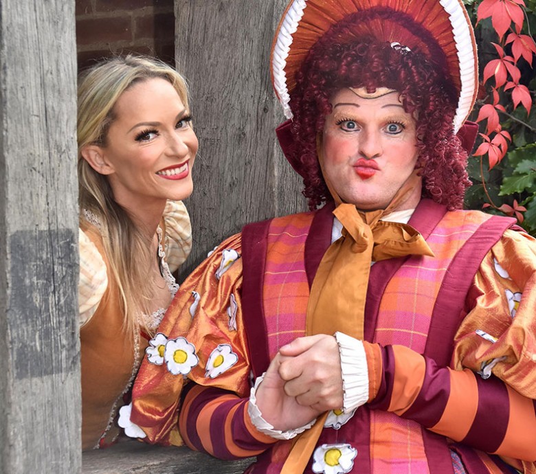 Caroline Barnes who plays Jill with Dame Tilly Trot – aka Stuart Wade