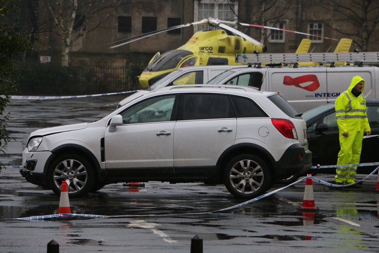 The damaged car which was involved in  the accident