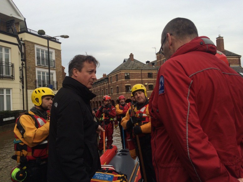 The Prime Minister meets flood rescue services in York. Photograph:  David Cameron on Twitter