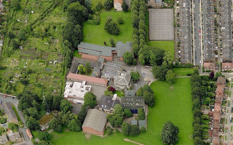 Millthorpe School from the air; the land north of the school, next to the tennis courts, is earmarked for the annexe. Photograph © Bing Maps