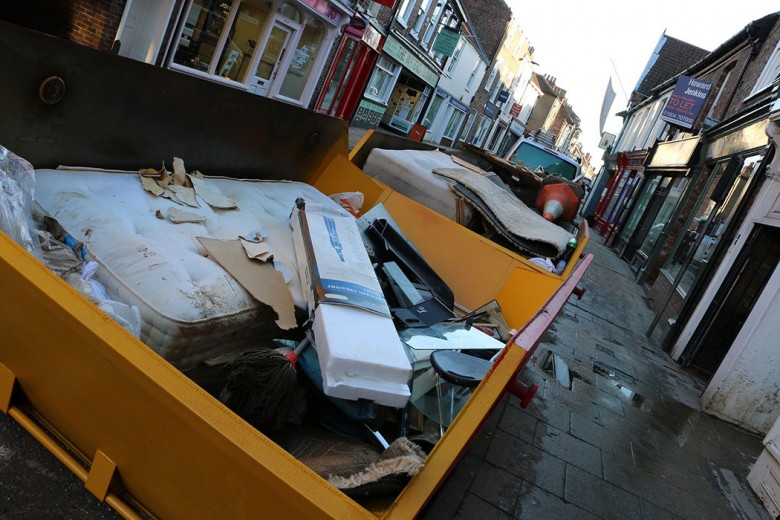 The skips soon filled up. Photograph: Richard McDougall