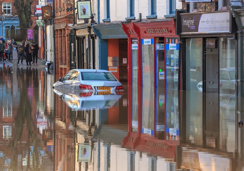 A flooded Walmgate. Photograph © Allan Harris on Flickr