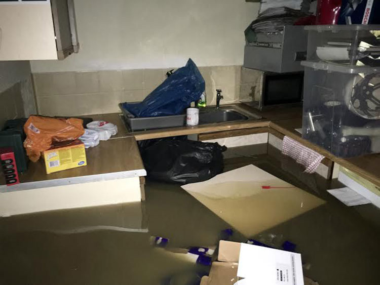 The kitchen: at this point the waters were still rising