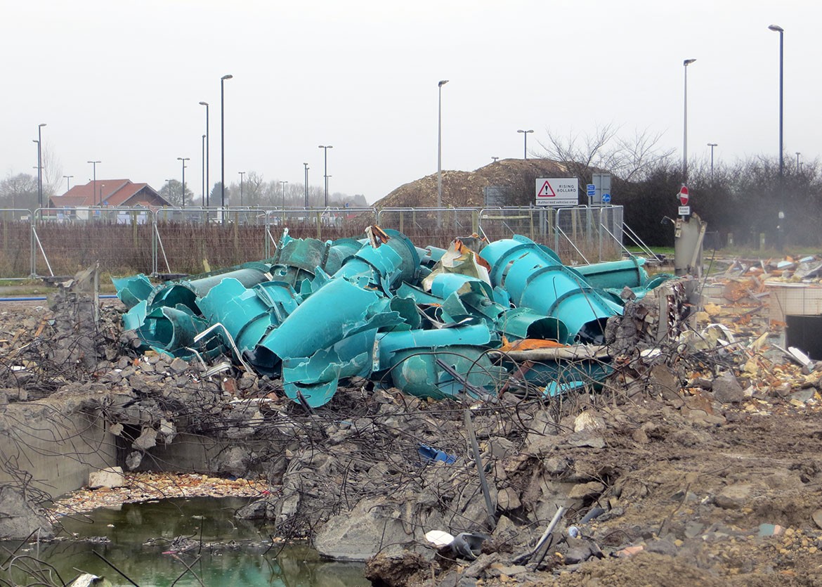 What remains of the iconic tubes from the exterior of the building