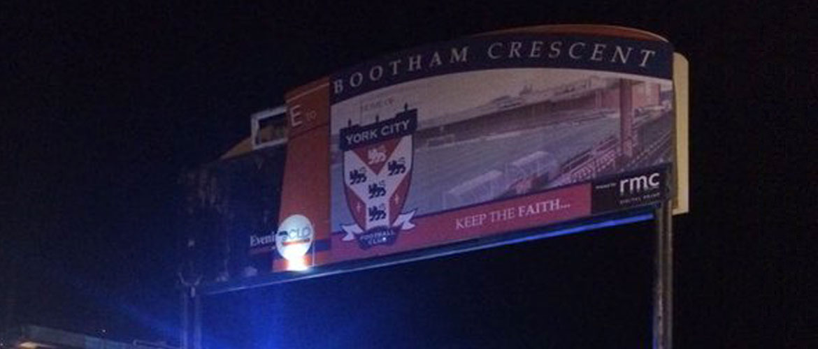 Bootham Crescent sign blown down (hope this isn’t an omen for York City!)