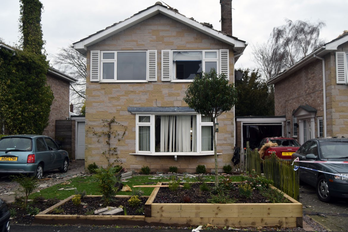Badly damaged: Jacqui Stedman's house, two doors down from the destroyed property. Photograph: Jack Gevertz