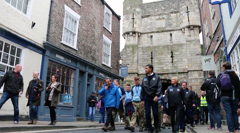Jeff and Chris lead the walkers through Bootham Bar